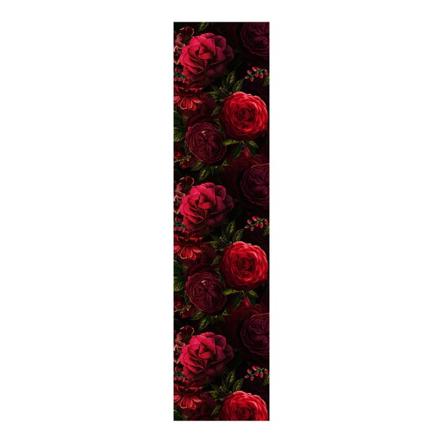 Schiebevorhang Blumen Rote Rosen vor Schwarz