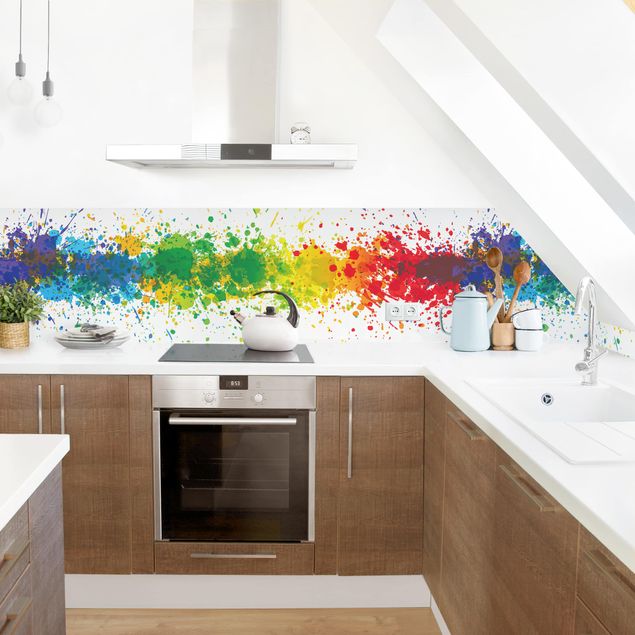 Glasrückwand Küche Rainbow Splatter II