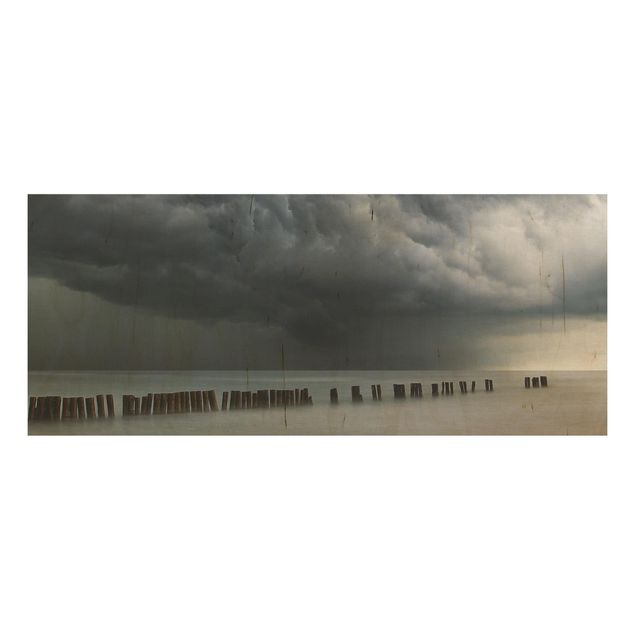 Holzbilder Landschaften Sturmwolken über der Ostsee