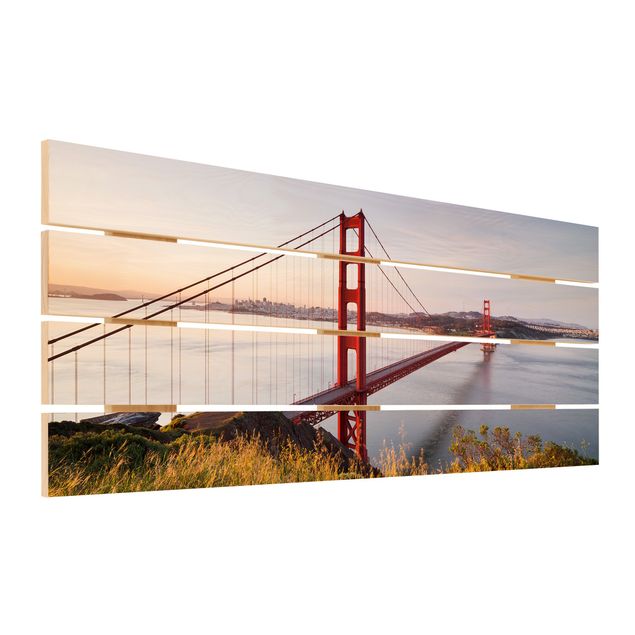 Holzbild - Golden Gate Bridge in San Francisco - Querformat 2:5