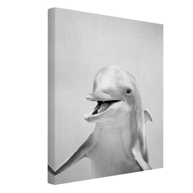 Leinwand schwarz-weiß Delfin Diddi Schwarz Weiß