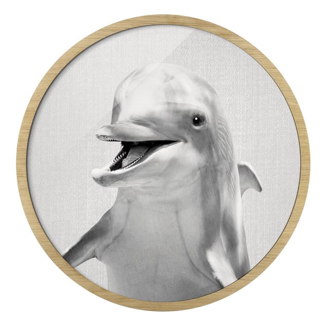 Gerahmte Bilder Tiere Delfin Diddi Schwarz Weiß
