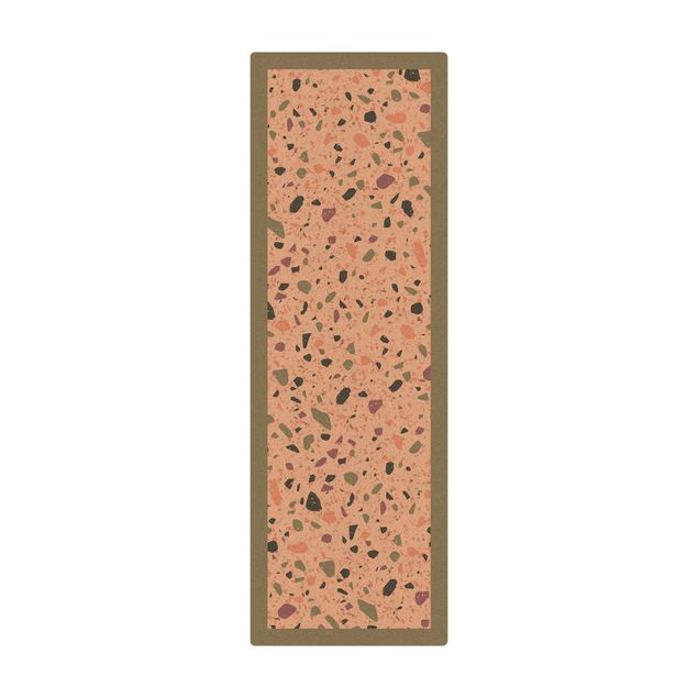 Kork-Teppich - Detailliertes Terrazzo Muster Agrigento mit Rahmen - Hochformat 1:3