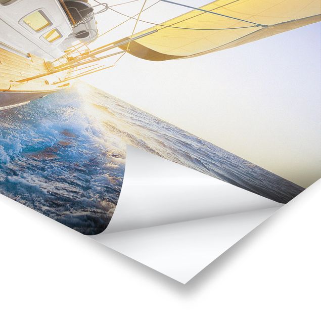Wandbilder Natur Segelboot auf blauem Meer bei Sonnenschein