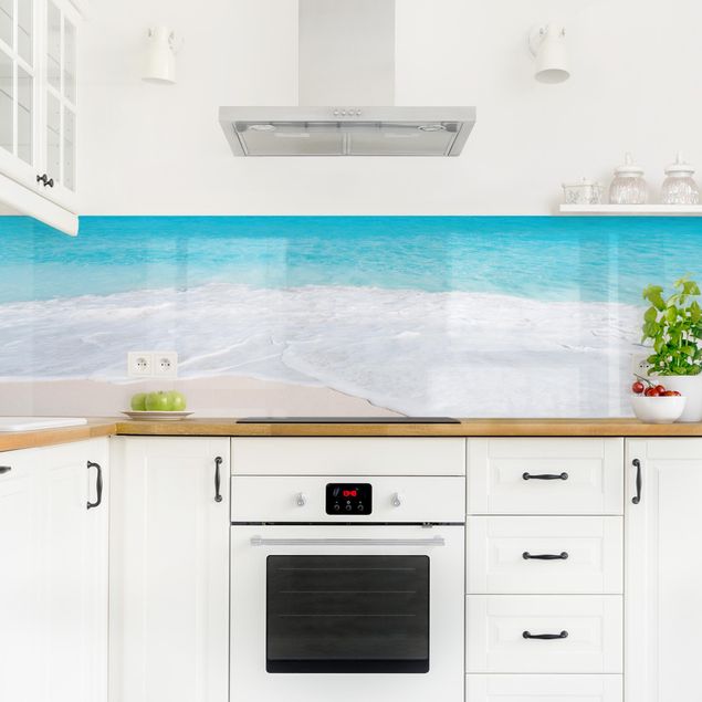 Glasrückwand Küche Blaue Welle