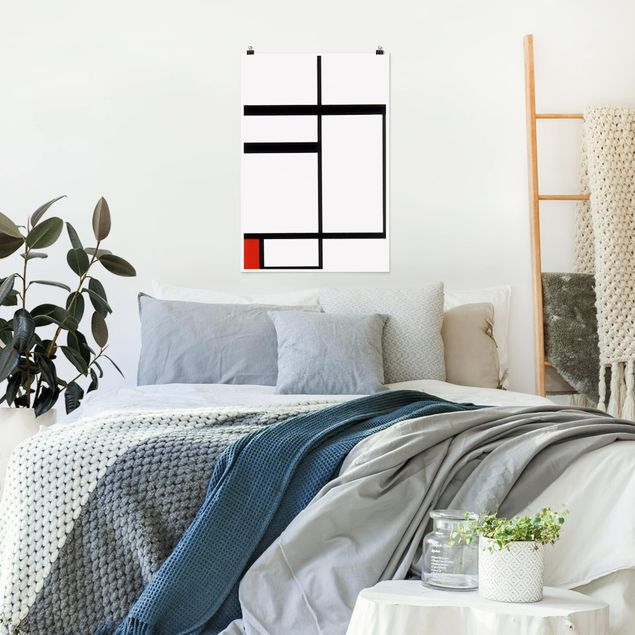 Kunststile Piet Mondrian - Komposition Rot Schwarz Weiß