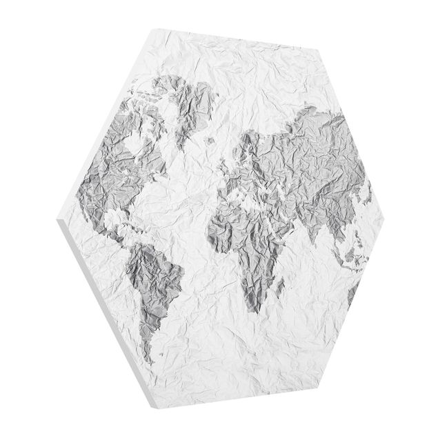 Wandbilder Modern Papier Weltkarte Weiß Grau