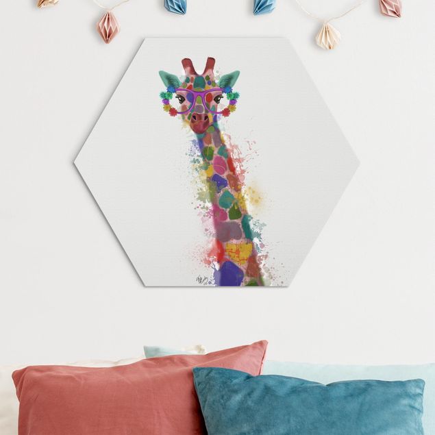 Wandbilder Giraffen Regenbogen Splash Giraffe