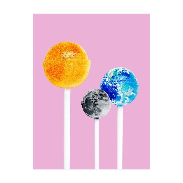 Rosa Teppich Lollipops mit Planeten