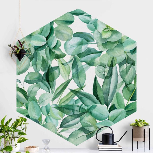 Wanddeko Küche Dickicht Eukalyptusblätter Aquarell