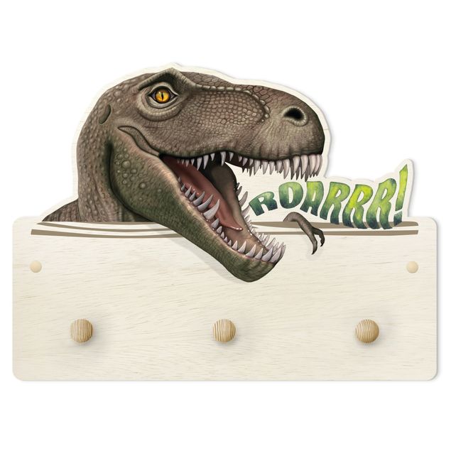 Kindergarderobe Holz - Dinosaurier T - Rex