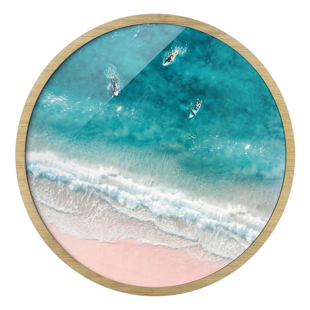Wandbilder Meer Drei Surfer paddeln zum Ufer