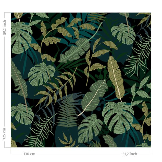 Wanddeko Küche Dschungel Blätter auf Schwarz