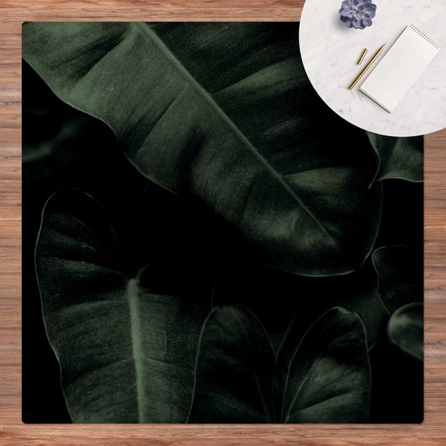 Moderner Teppich Dschungel Blätter Dunkelgrün