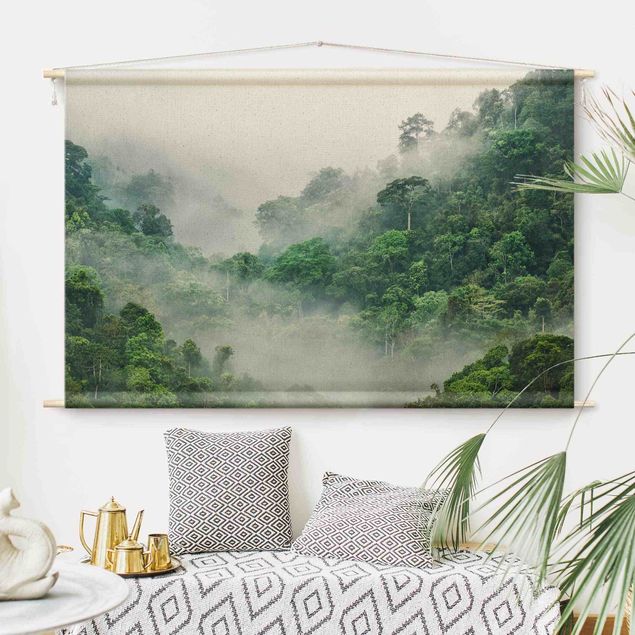 Moderne Wandteppiche Dschungel im Nebel