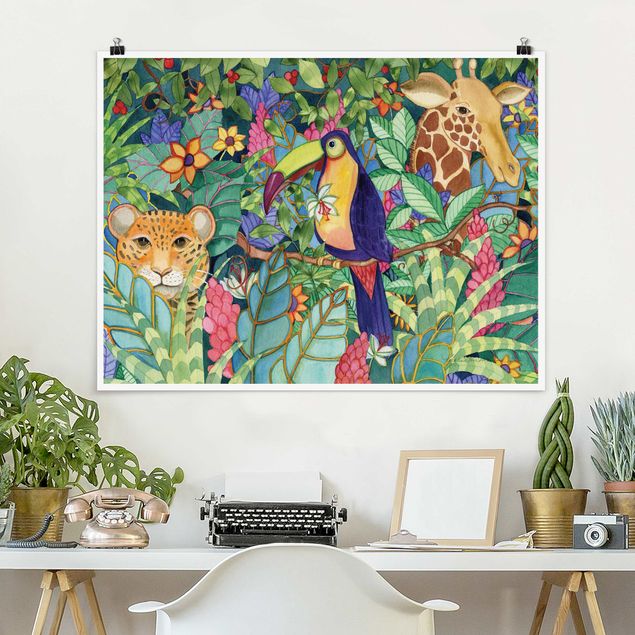 Wandbilder Giraffen Dschungel