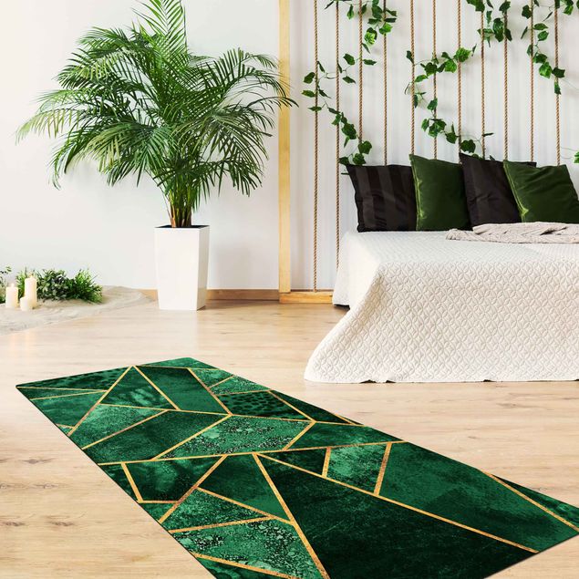 Moderne Teppiche Dunkler Smaragd mit Gold