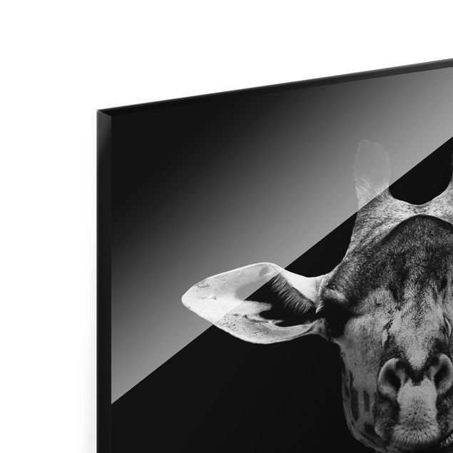 Wandbilder Schwarz-Weiß Dunkles Giraffen Portrait