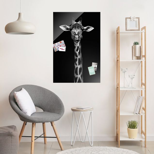 Wanddeko Küche Dunkles Giraffen Portrait
