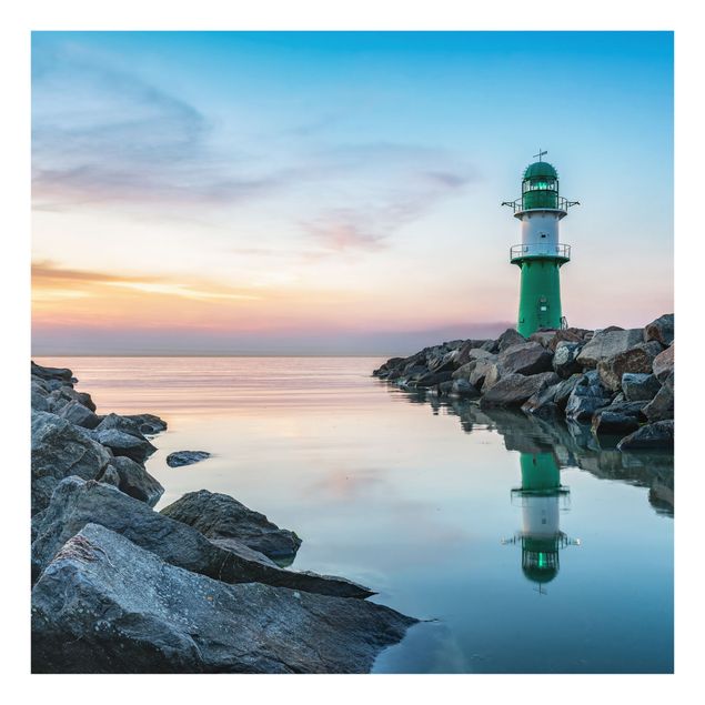 Spritzschutz Glas - Sunset at the Lighthouse - Quadrat 1:1