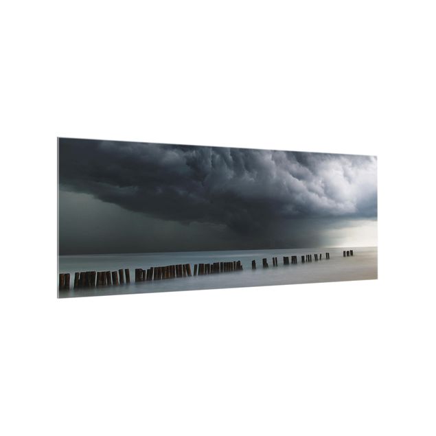 Spritzschutz Glas - Sturmwolken über der Ostsee - Panorama - 5:2