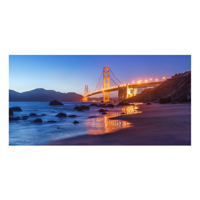 Spritzschutz Glas - Golden Gate Bridge am Abend - Querformat 2:1