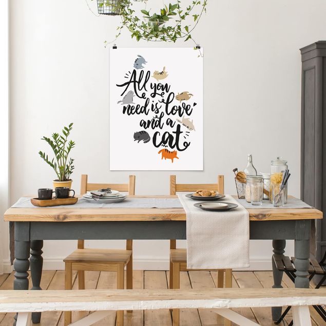 Poster mit Sprüchen All you need is love and a cat
