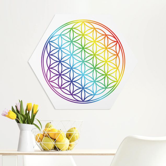 Wandbilder Mandalas Blume des Lebens Regenbogenfarbe