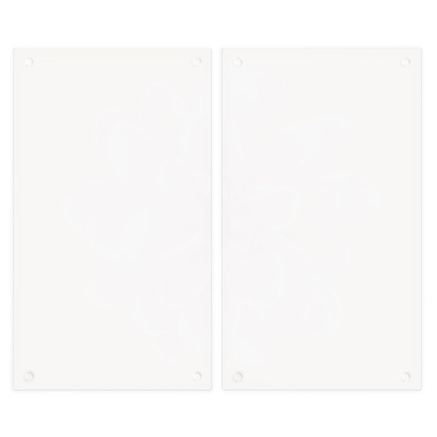 Herdabdeckplatte Glas - Dahlie Rosa Pastell Weiß Zentriert - 52x60cm