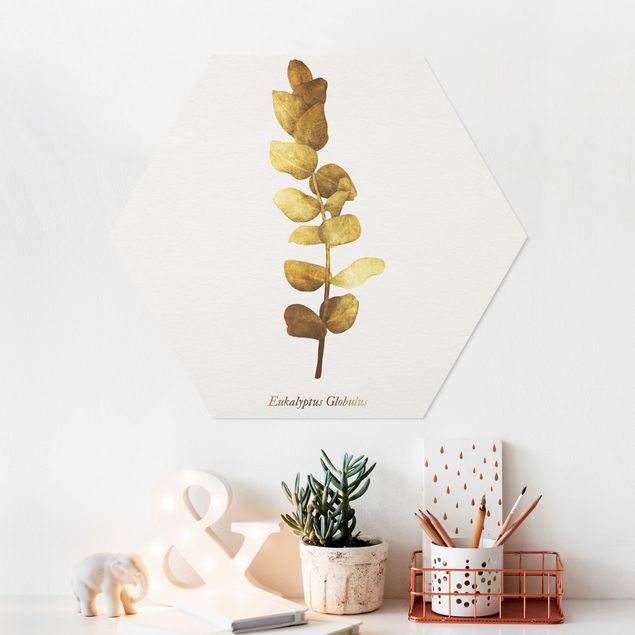 Wandbilder Floral Gold - Eukalyptus