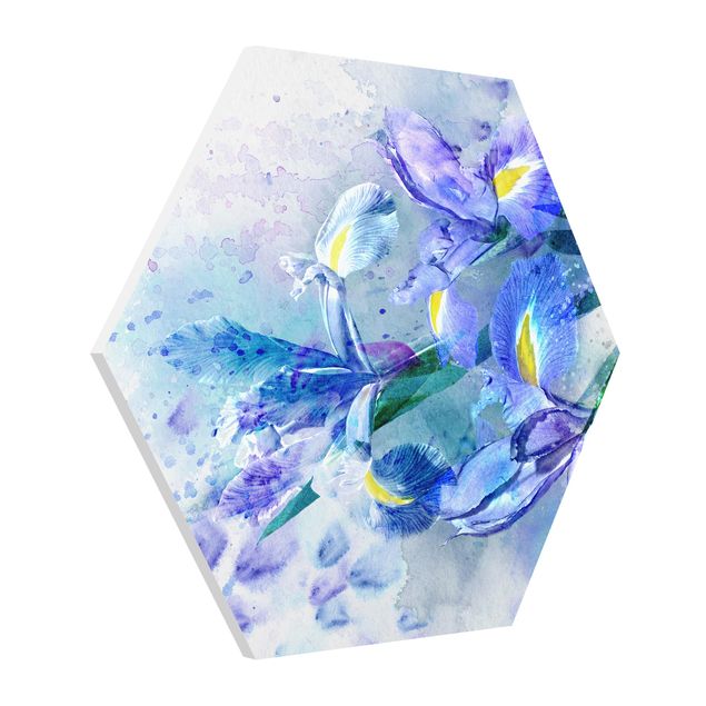 Wandbilder Modern Aquarell Blumen Iris