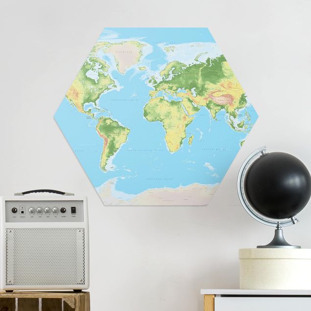 Wandbilder Weltkarten Physische Weltkarte