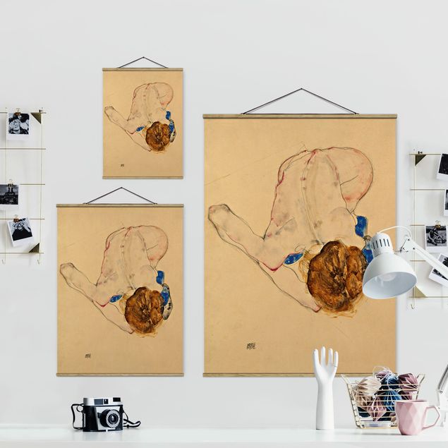 Wandbilder Modern Egon Schiele - Nach vorne gebeugter Akt