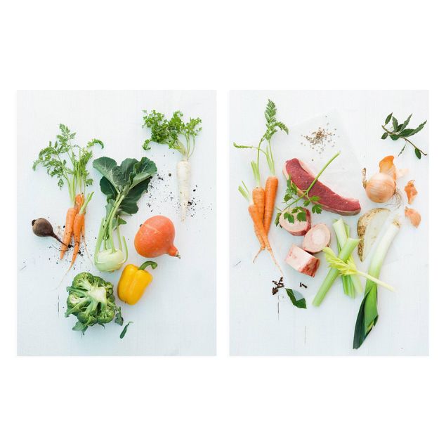 Leinwandbilder Gemüse & Obst Gemüse und Rinder-Bouillon
