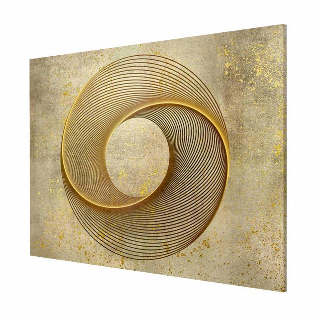 Wandbilder Muster Line Art Kreisspirale Gold