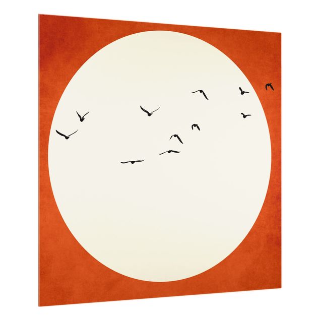 Kubistika Bilder Vogelschwarm im Abendrot