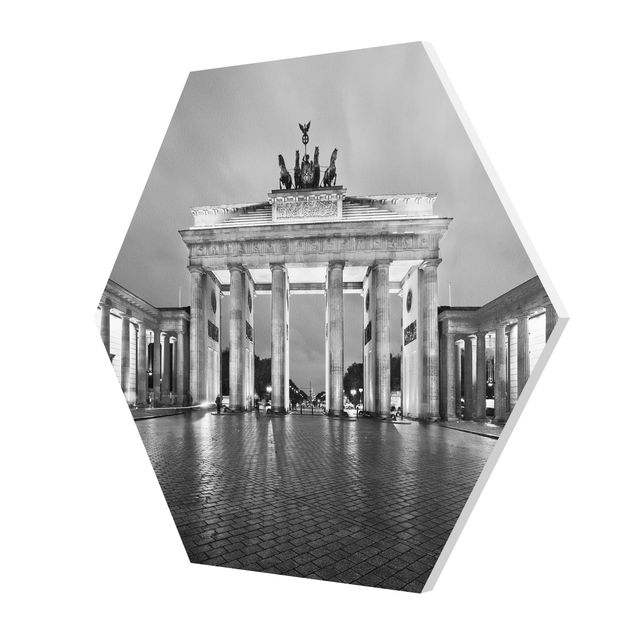 Wandbilder Schwarz-Weiß Erleuchtetes Brandenburger Tor II
