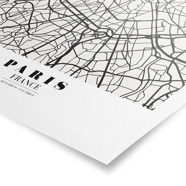 Städteposter Stadtplan Paris - Klassik