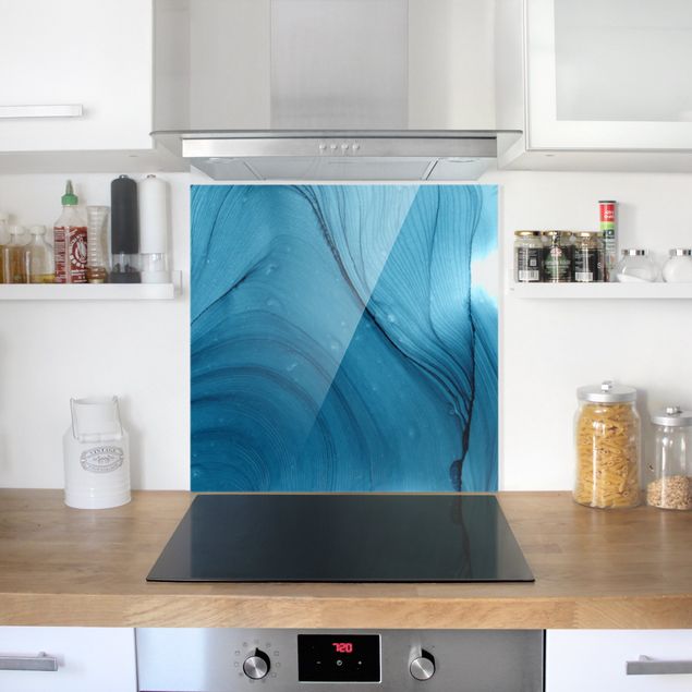 Glasrückwand Küche Meliertes Blau