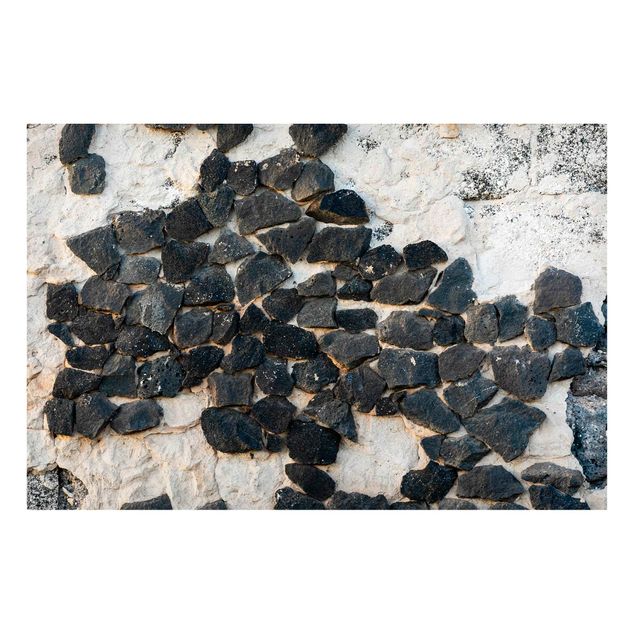 Magnettafeln Steinoptik Mauer mit Schwarzen Steinen
