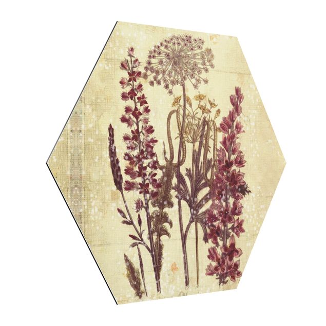 Wandbilder Retro Vintage Leinenoptik Blumen