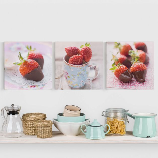 Küche Dekoration Erdbeeren im Schokomantel Vintage