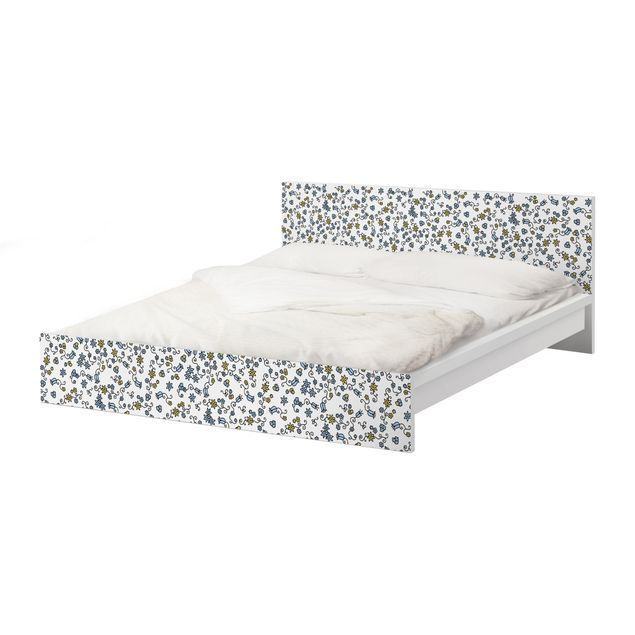 Möbelfolie für IKEA Malm Bett niedrig 180x200cm - Klebefolie Mille Fleurs Blumenmuster