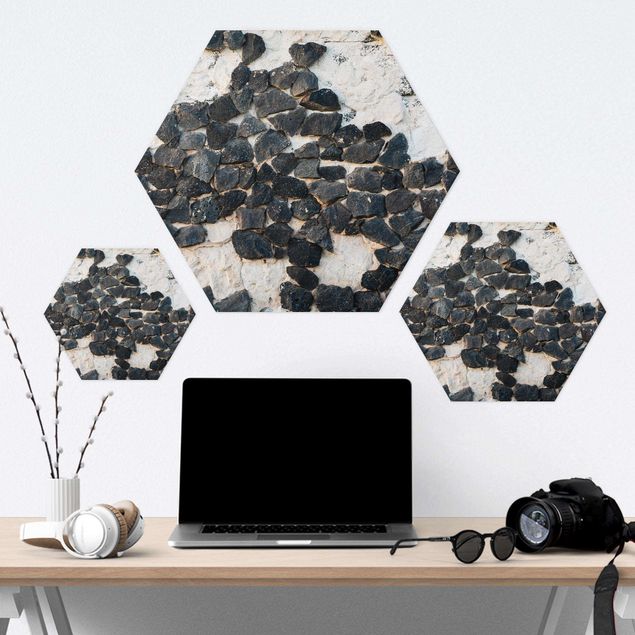 Hexagon Bild Forex - Mauer mit Schwarzen Steinen