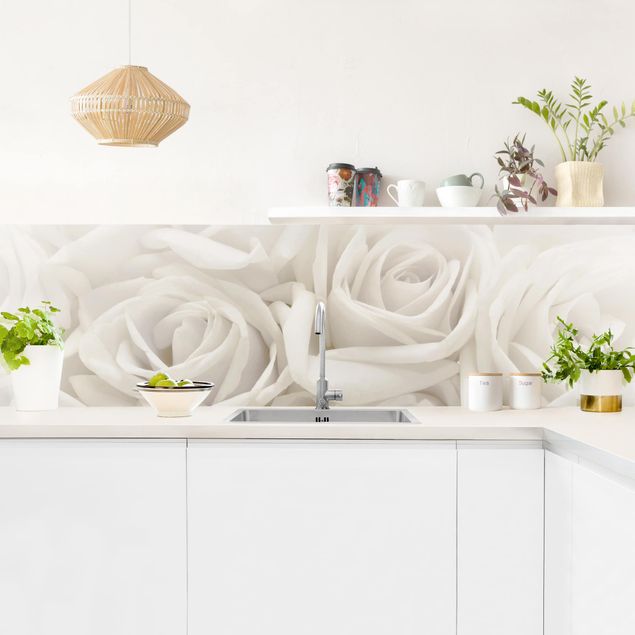 Küchenrückwände Blumen Weiße Rosen