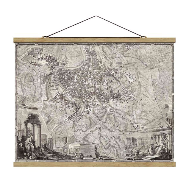 Wandbilder Weltkarten Vintage Stadtplan Rom