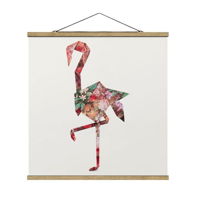 Wandbilder Kunstdrucke Origami Flamingo