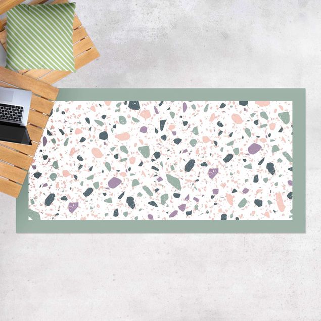 Aussen Teppich Detailliertes Terrazzo Muster Agrigento mit Rahmen
