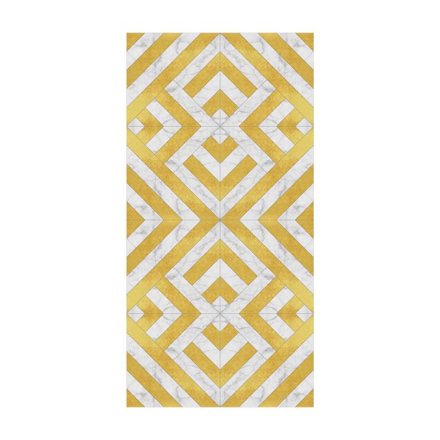 Teppich modern Geometrischer Fliesenmix Art Deco Gold Marmor