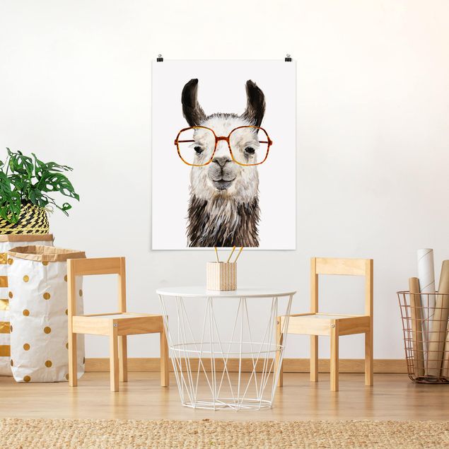 Poster Tiere Hippes Lama mit Brille IV